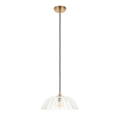 Eltham & Carnation - Brushed Aged Brass Pendant with Decorative Glass