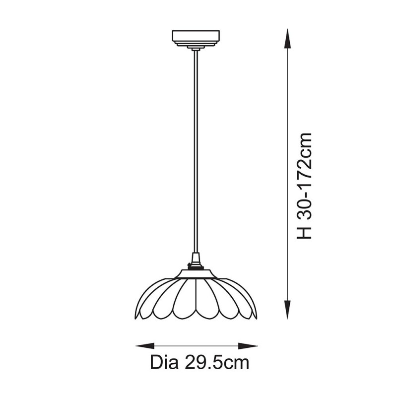 Endon-120750 - Eltham & Carnation - Brushed Aged Brass Pendant with Decorative Glass