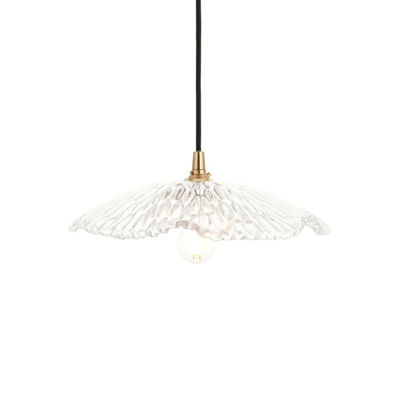 Endon-120751 - Eltham & Orchid - Brushed Aged Brass Pendant with Decorative Glass