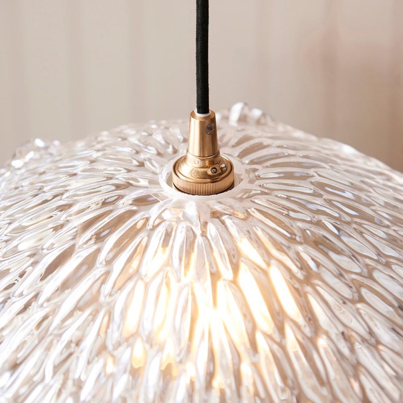 Endon-120751 - Eltham & Orchid - Brushed Aged Brass Pendant with Decorative Glass