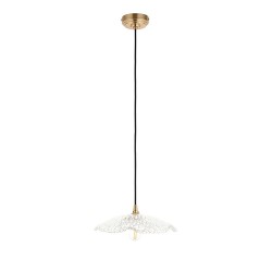 Eltham & Orchid - Brushed Aged Brass Pendant with Decorative Glass