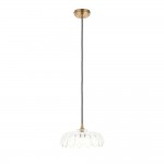 Eltham & Camellia - Brushed Aged Brass Pendant with Decorative Glass