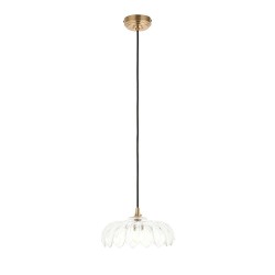 Eltham & Camellia - Brushed Aged Brass Pendant with Decorative Glass