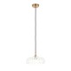 Endon-120752 - Eltham & Camellia - Brushed Aged Brass Pendant with Decorative Glass