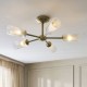 Endon-120757 - Avelyn - Antique Brass 5 Light Semi Flush with Frosted & Clear Ribbed Glass