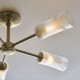 Endon-120757 - Avelyn - Antique Brass 5 Light Semi Flush with Frosted & Clear Ribbed Glass