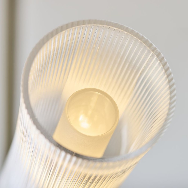 Endon-120758 - Avelyn - Antique Brass 8 Light Centre Fitting with Frosted & Clear Ribbed Glass