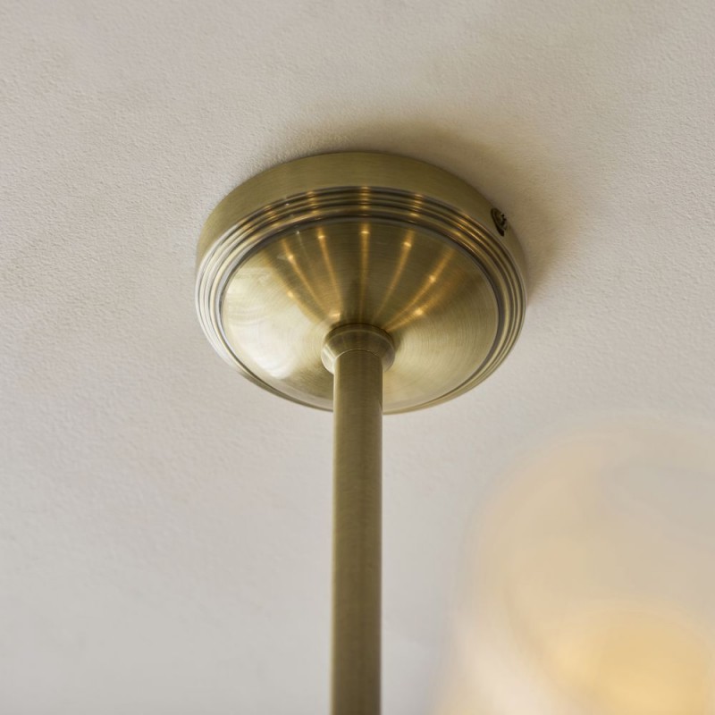 Endon-120758 - Avelyn - Antique Brass 8 Light Centre Fitting with Frosted & Clear Ribbed Glass