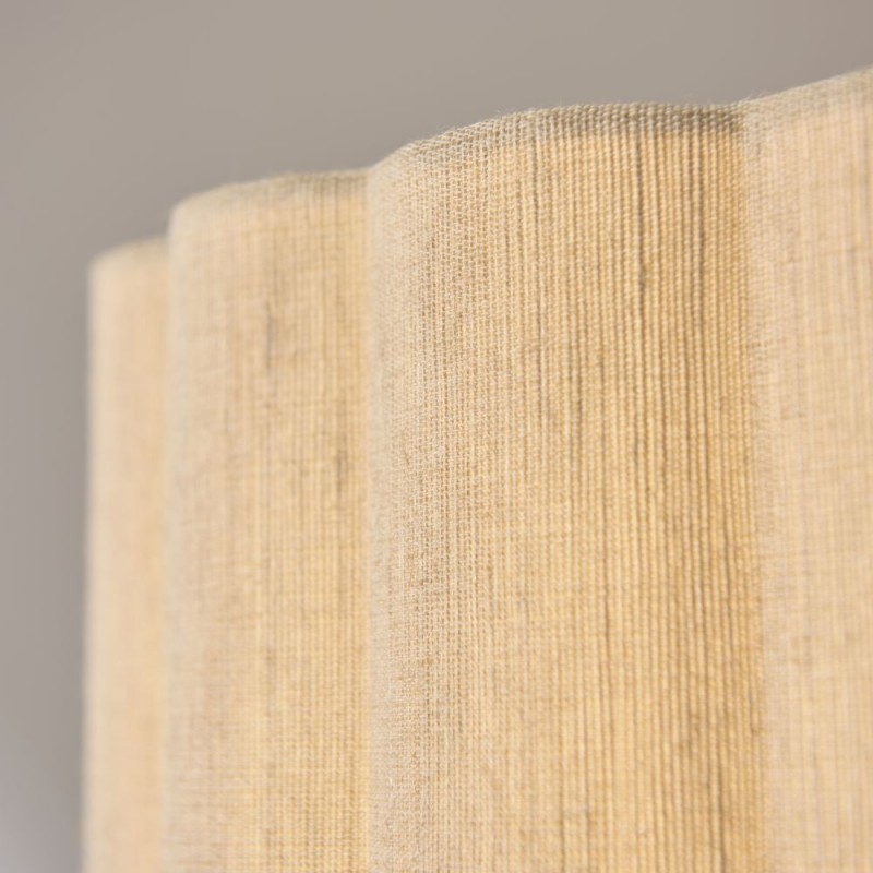 Endon-120762 - Olson - Wooden Pendant with Scalloped Natural Fabric Shade