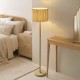 Endon-120763 - Olson - Wooden Floor Lamp with Scalloped Natural Fabric Shade