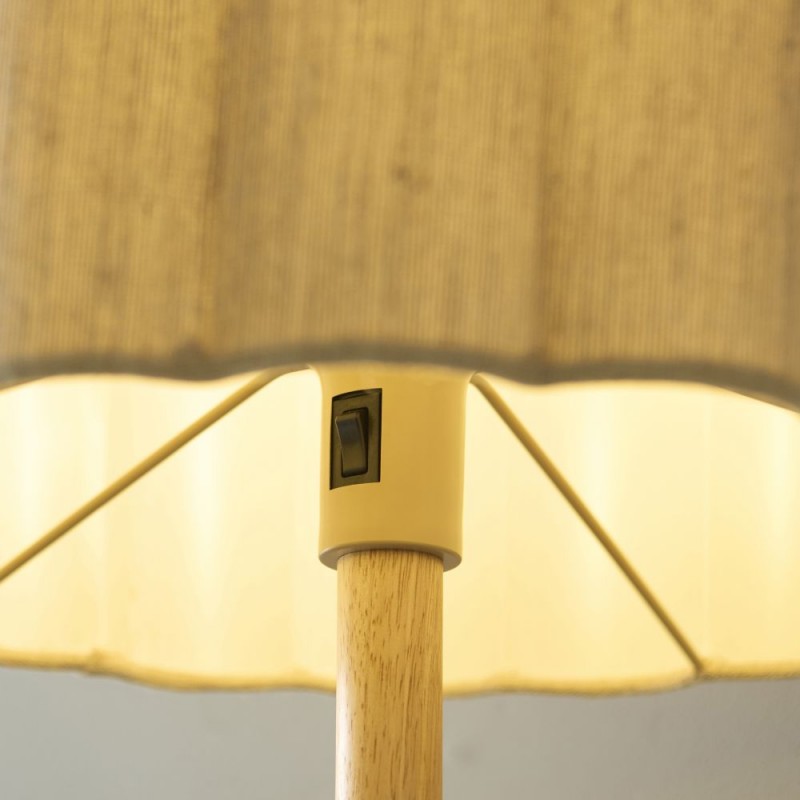 Endon-120763 - Olson - Wooden Floor Lamp with Scalloped Natural Fabric Shade