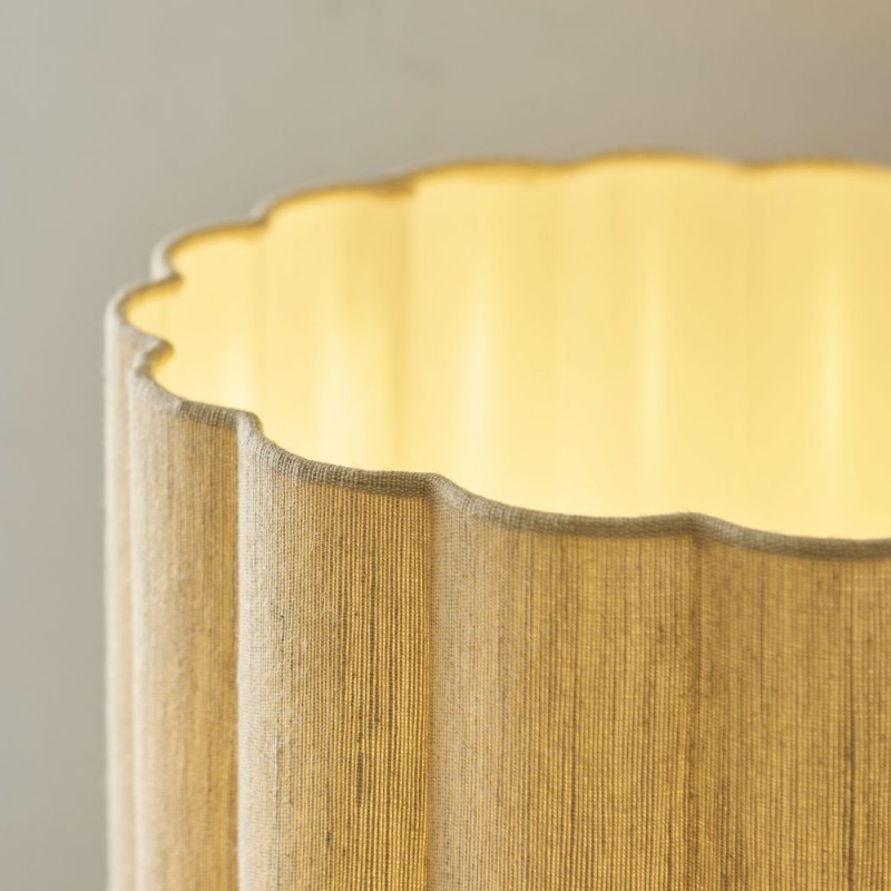Endon-120763 - Olson - Wooden Floor Lamp with Scalloped Natural Fabric Shade