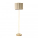 Olson - Wooden Floor Lamp with Scalloped Natural Fabric Shade