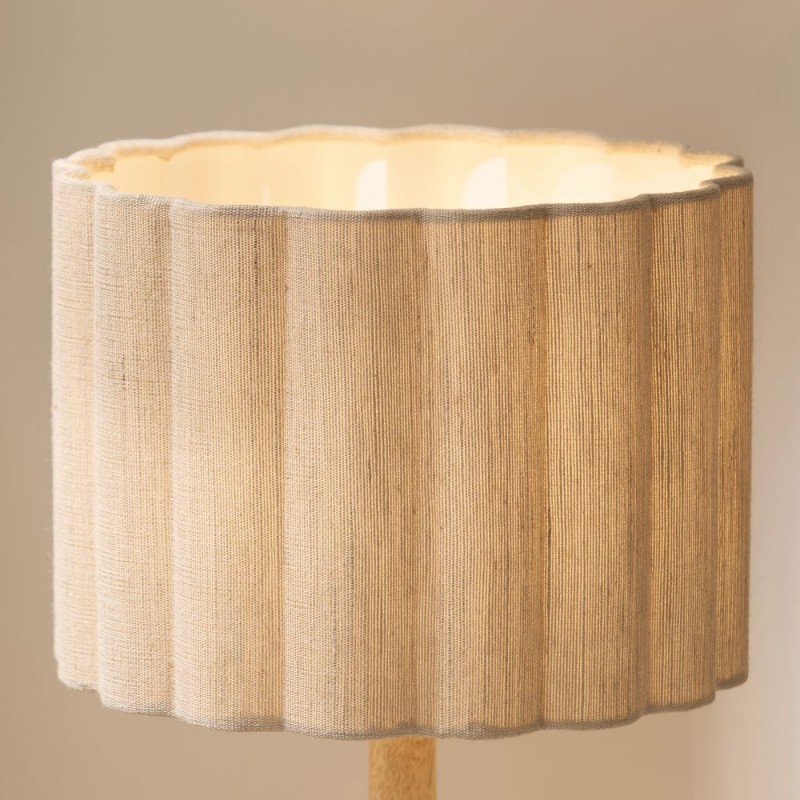 Endon-120764 - Olson - Wooden Table Lamp with Scalloped Natural Fabric Shade