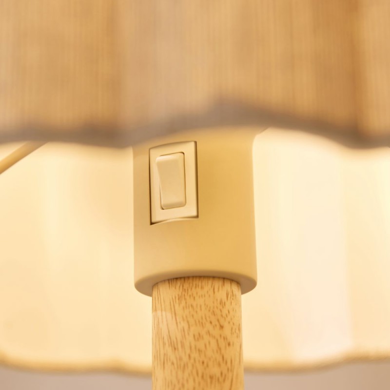 Endon-120764 - Olson - Wooden Table Lamp with Scalloped Natural Fabric Shade