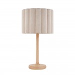 Olson - Wooden Table Lamp with Scalloped Natural Fabric Shade