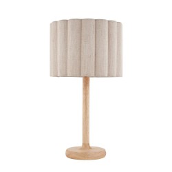 Olson - Wooden Table Lamp with Scalloped Natural Fabric Shade