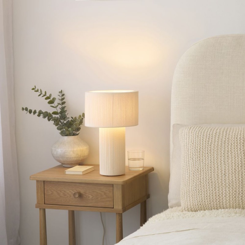 Endon-120767 - Noah - Cream Cotton Cord Wrapped Tiered Table Lamp