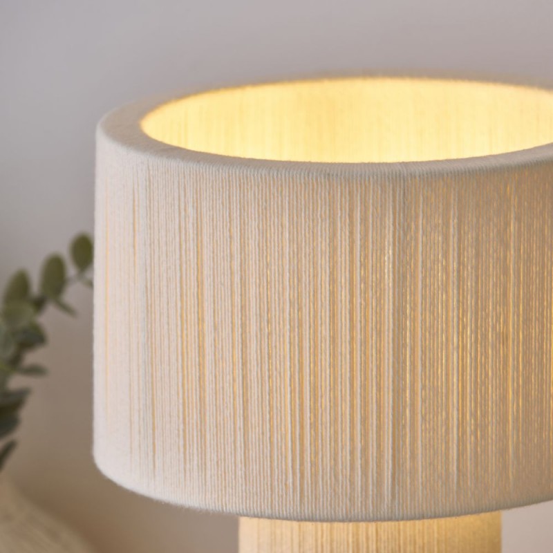 Endon-120767 - Noah - Cream Cotton Cord Wrapped Tiered Table Lamp