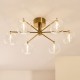 Endon-120831 - Oslo - Brushed Aged Brass 6 Light Semi Flush with Clear Glass
