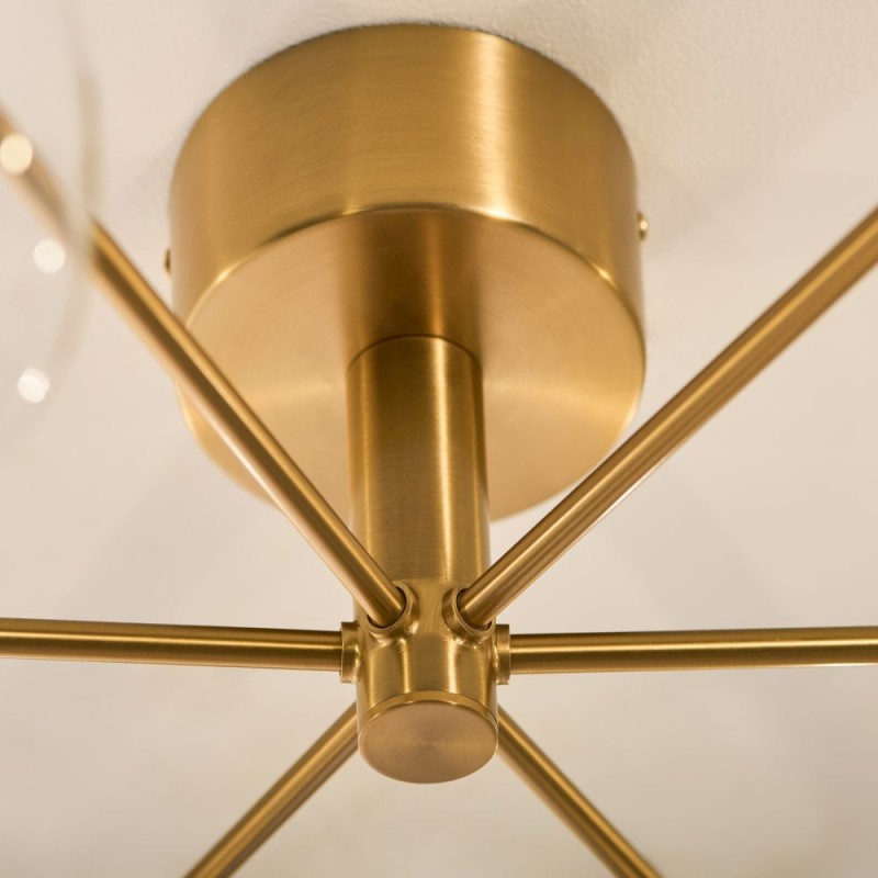 Endon-120831 - Oslo - Brushed Aged Brass 6 Light Semi Flush with Clear Glass