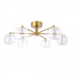 Oslo - Brushed Aged Brass 6 Light Semi Flush with Clear Glass