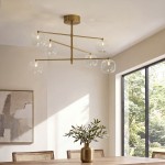 Oslo - Brushed Aged Brass 6 Light Semi Flush with Clear Glass