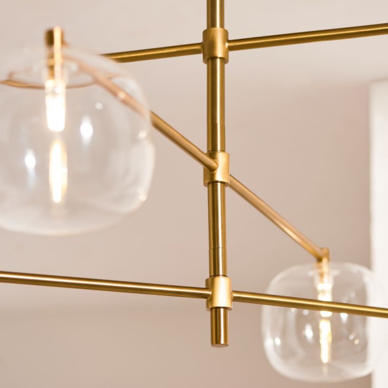 Endon-120832 - Oslo - Brushed Aged Brass 6 Light Semi Flush with Clear Glass