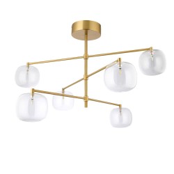 Oslo - Brushed Aged Brass 6 Light Semi Flush with Clear Glass