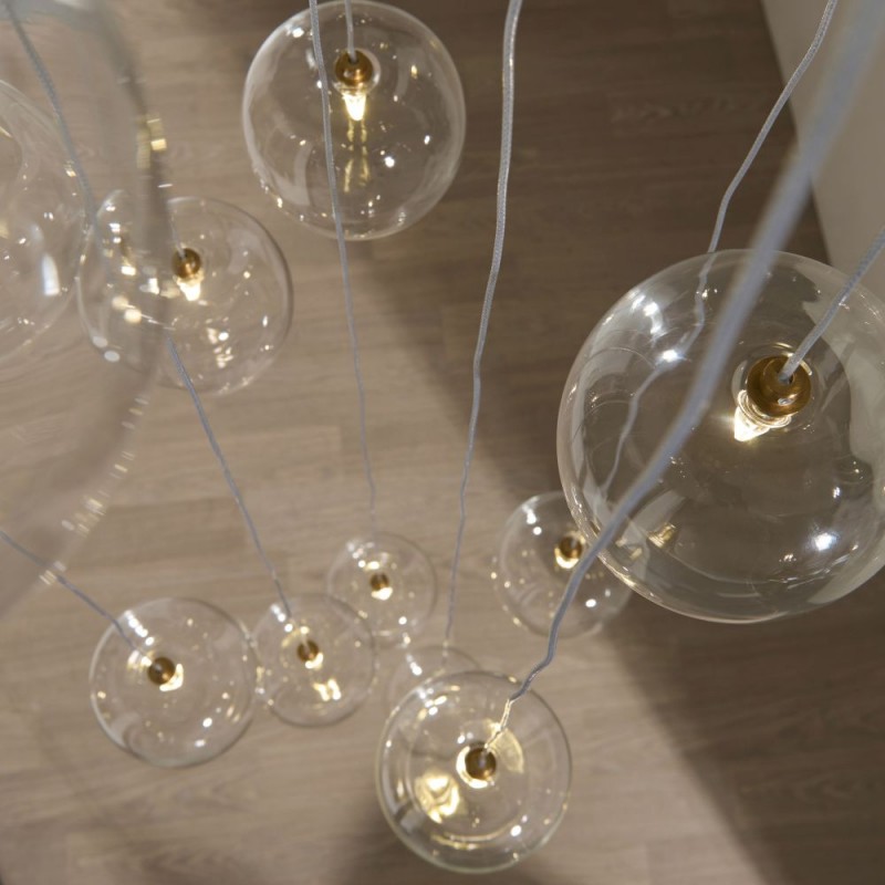 Endon-120834 - Oslo - Brushed Aged Brass 12 Light Cluster Pendant with Clear Glass