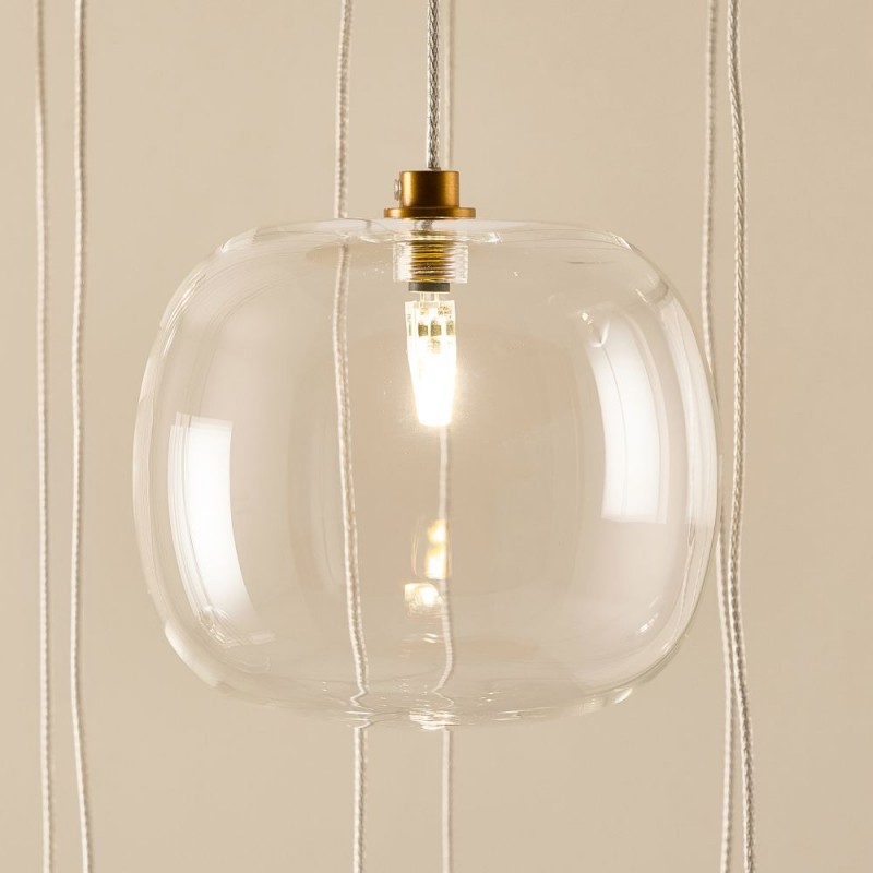Endon-120834 - Oslo - Brushed Aged Brass 12 Light Cluster Pendant with Clear Glass
