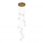 Oslo - Brushed Aged Brass 12 Light Cluster Pendant with Clear Glass
