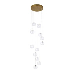 Oslo - Brushed Aged Brass 12 Light Cluster Pendant with Clear Glass
