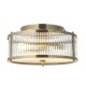 Endon-120847 - Ridgeton - Antique Brass Flush with Ribbed Glass & Diffuser IP44
