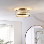 Ridgeton - Antique Brass Flush with Ribbed Glass & Diffuser IP44