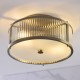 Endon-120847 - Ridgeton - Antique Brass Flush with Ribbed Glass & Diffuser IP44
