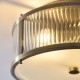 Endon-120847 - Ridgeton - Antique Brass Flush with Ribbed Glass & Diffuser IP44