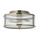Endon-120847 - Ridgeton - Antique Brass Flush with Ribbed Glass & Diffuser IP44