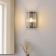 Endon-120851 - Ridgeton - Antique Brass Wall Lamp with Ribbed Glass & Diffuser IP44