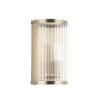Ridgeton - Antique Brass Wall Lamp with Ribbed Glass & Diffuser IP44