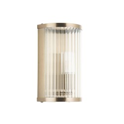 Ridgeton - Antique Brass Wall Lamp with Ribbed Glass & Diffuser IP44