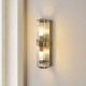 Endon-120853 - Ridgeton - Antique Brass 2 Light Wall Lamp with Ribbed Glass & Diffuser IP44