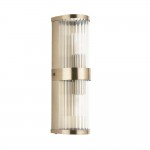 Ridgeton - Antique Brass 2 Light Wall Lamp with Ribbed Glass & Diffuser IP44