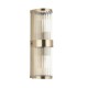 Endon-120853 - Ridgeton - Antique Brass 2 Light Wall Lamp with Ribbed Glass & Diffuser IP44