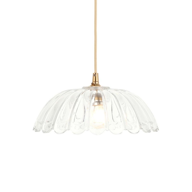 Endon-121003 - Eltham & Carnation - Brushed Aged Brass Pendant with Decorative Glass