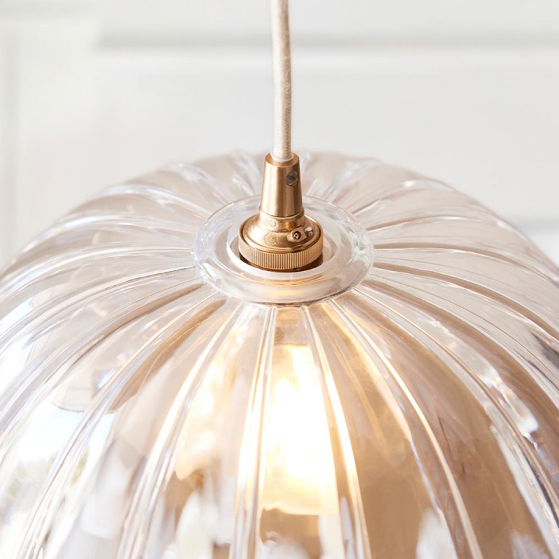 Endon-121003 - Eltham & Carnation - Brushed Aged Brass Pendant with Decorative Glass
