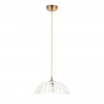 Eltham & Carnation - Brushed Aged Brass Pendant with Decorative Glass
