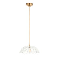 Eltham & Carnation - Brushed Aged Brass Pendant with Decorative Glass