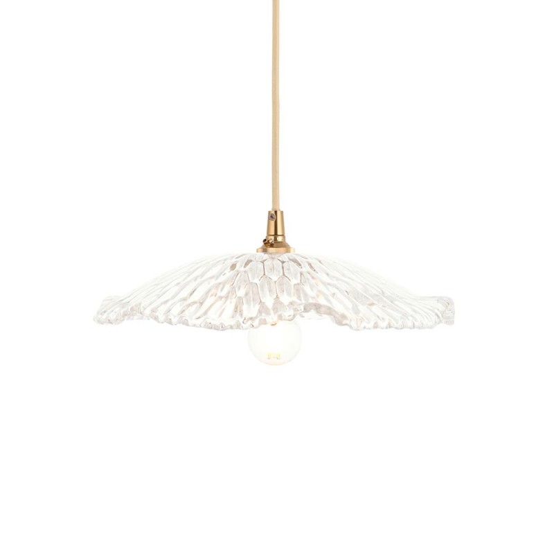 Endon-121004 - Eltham & Orchid - Brushed Aged Brass Pendant with Decorative Glass