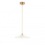 Eltham & Orchid - Brushed Aged Brass Pendant with Decorative Glass